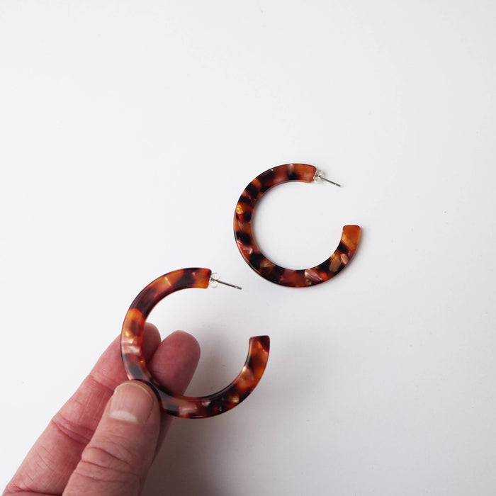 Rosa Tortoiseshell Large Statement Acetate Hoop Earrings
