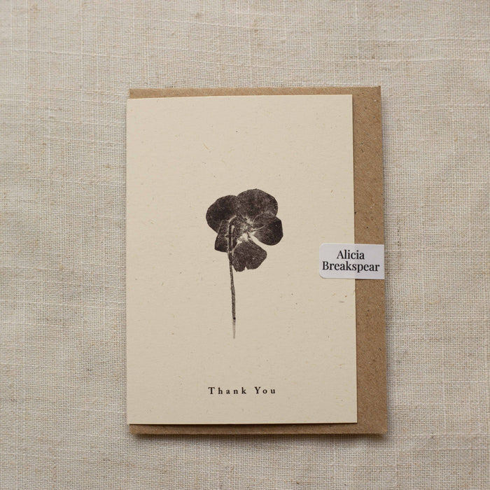 Mini A7 Thank You Card Botanical Art - Pansy Flower