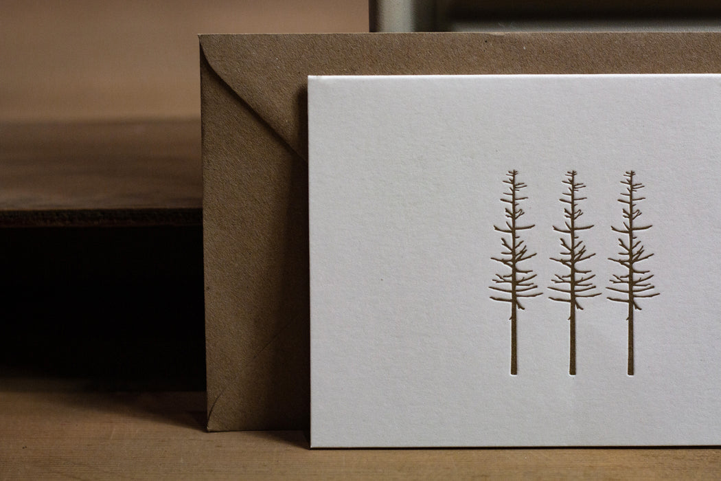 Little Trees Letterpress Card - Gold