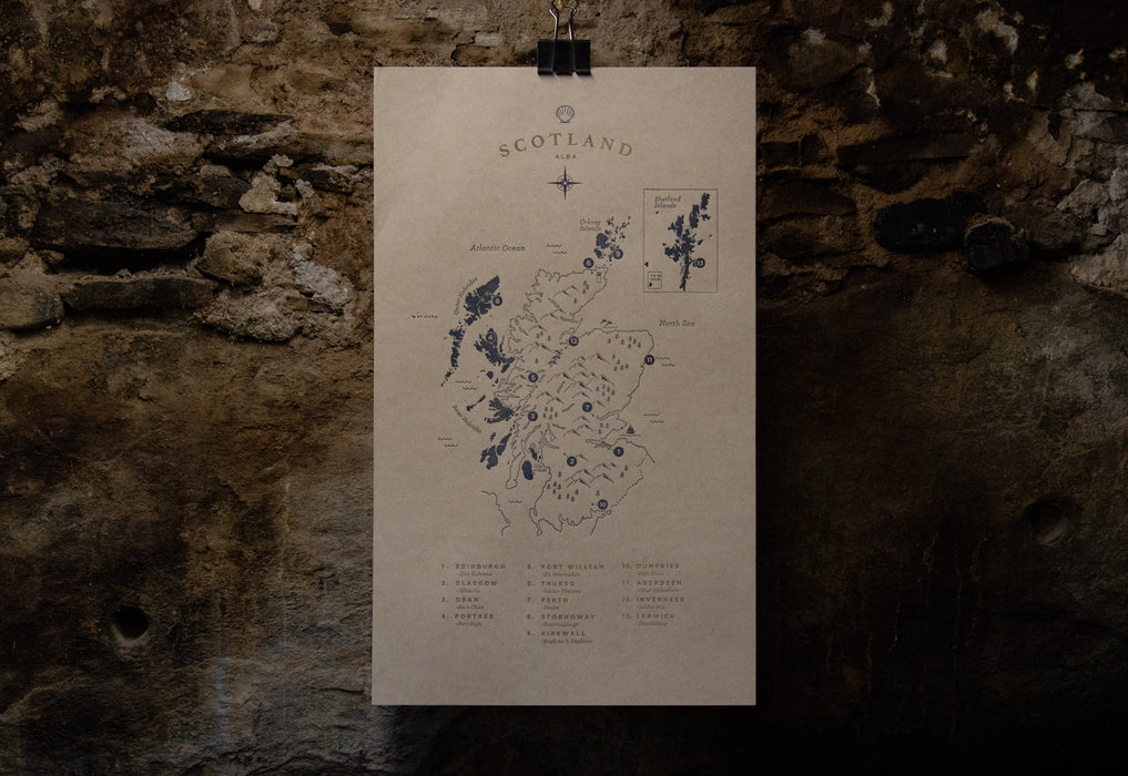 Letterpress Map - Scotland
