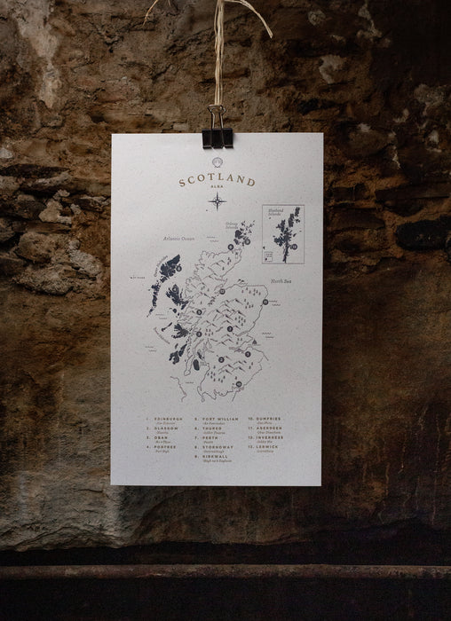 Letterpress Map - Scotland