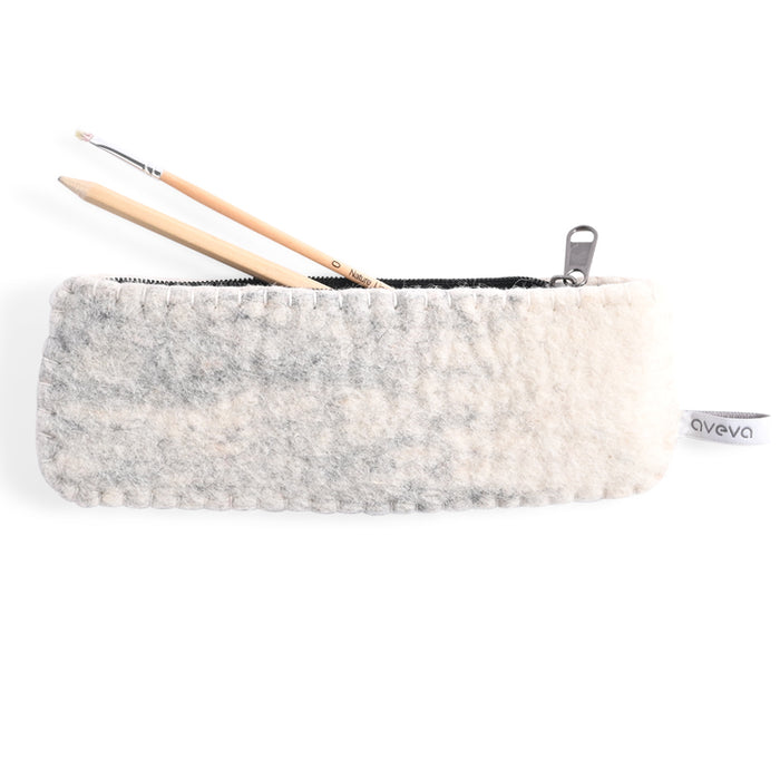 Wool Pencil Case - Grey/Off White