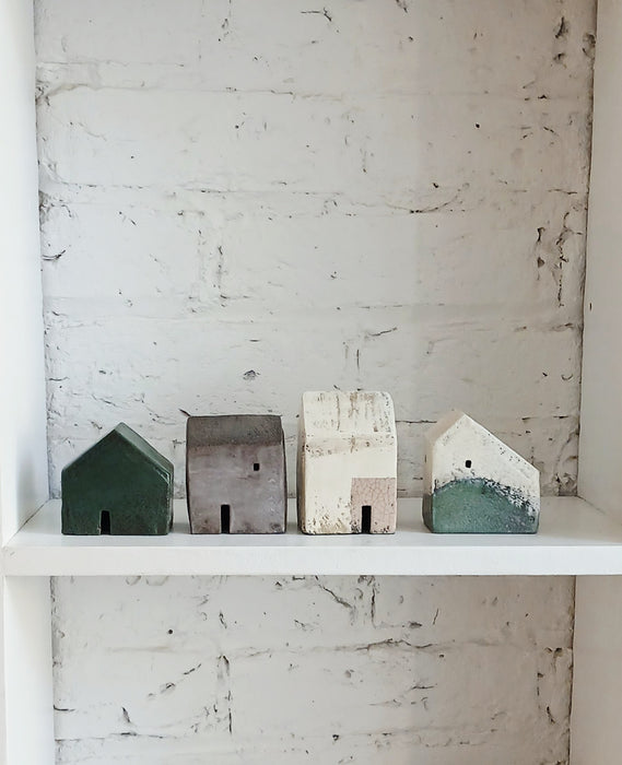 Set of 4 Abstract Ceramic Houses
