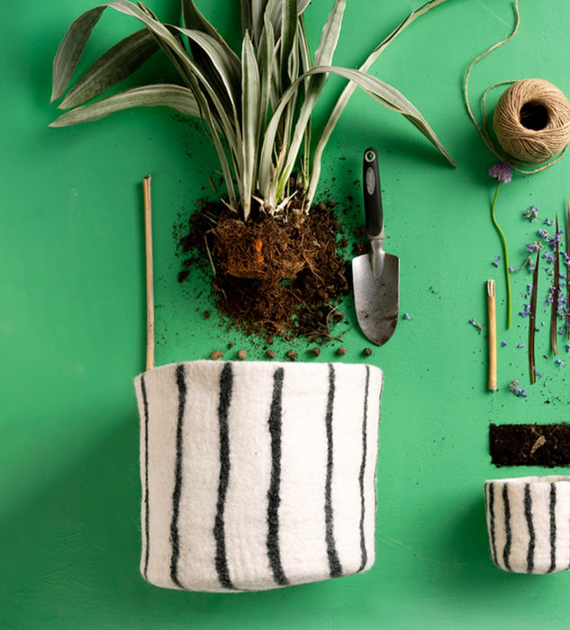 Stripe Felt Basket/Planter - X Large