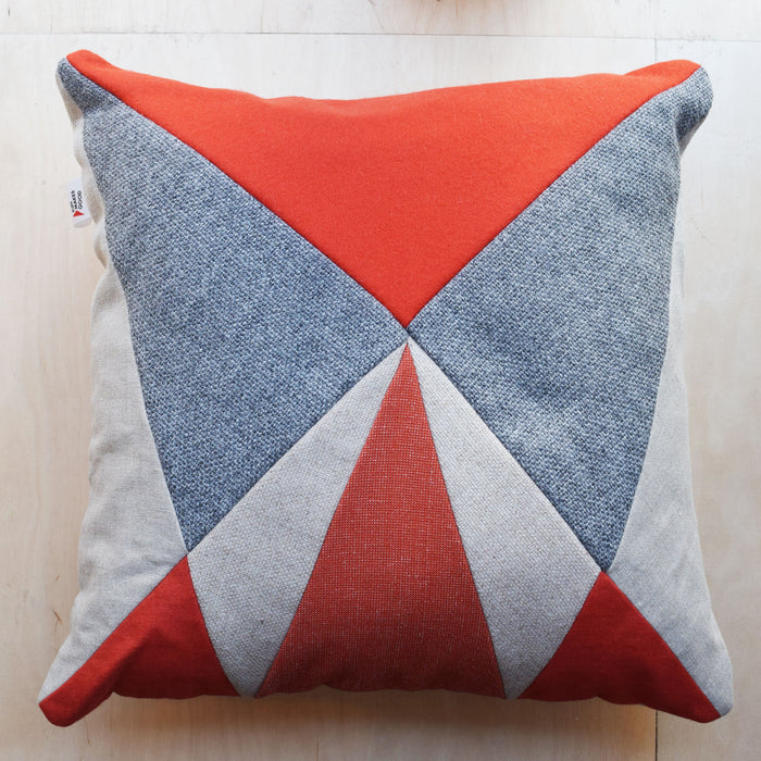 Geometric Cushion - Red/Ivory #2