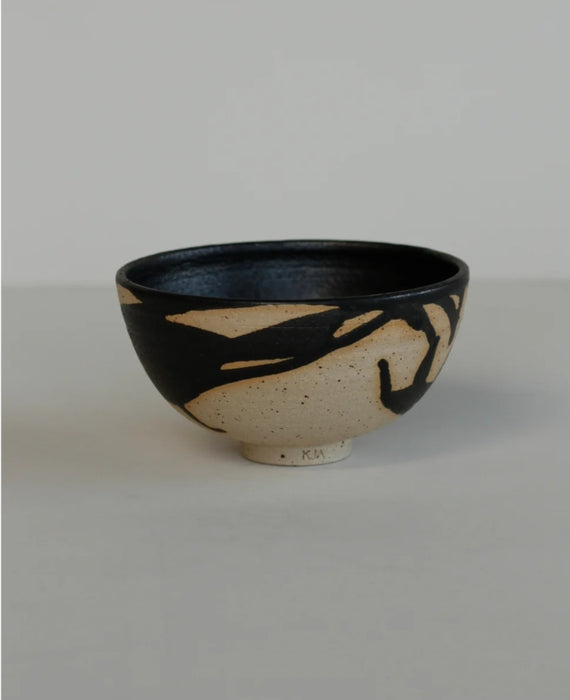 Small Footed Bowl - Black Wave