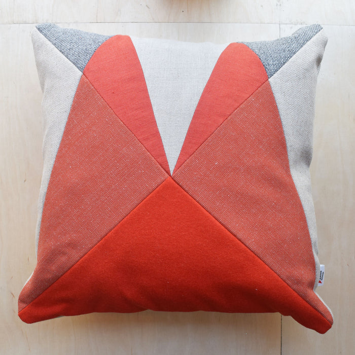 Geometric Cushion - Red/Ivory #1
