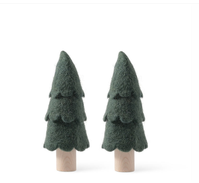 Felted Pine Trees Green -Set of 2