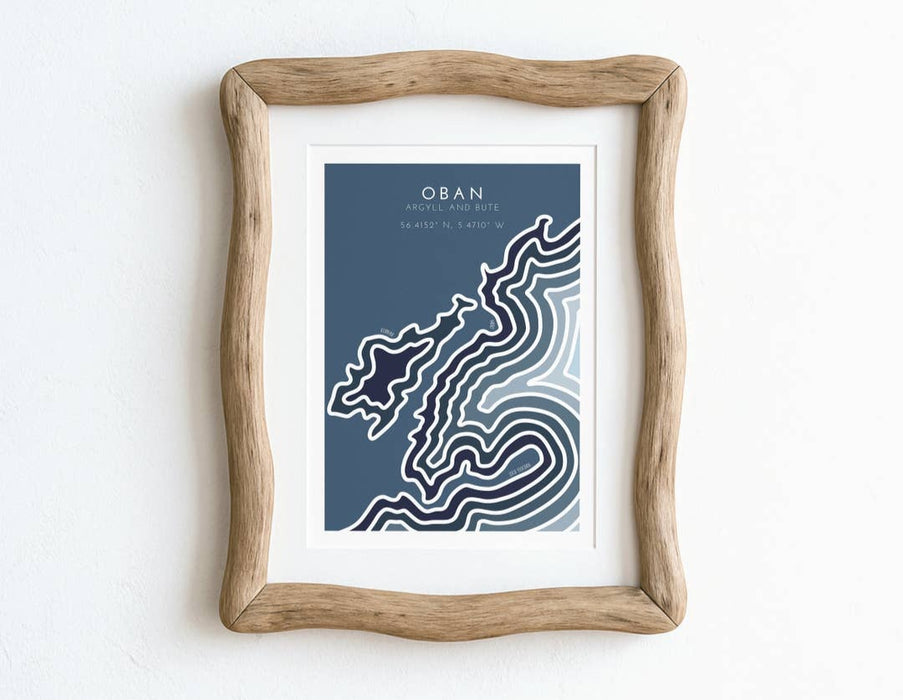 Oban Coastline Print: Sea Blue / A4