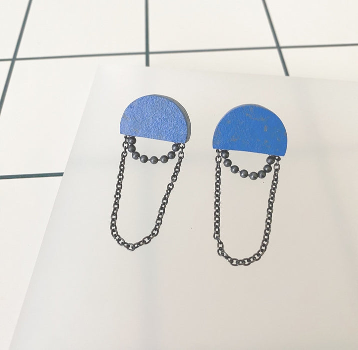 Double Chain Blue Earrings