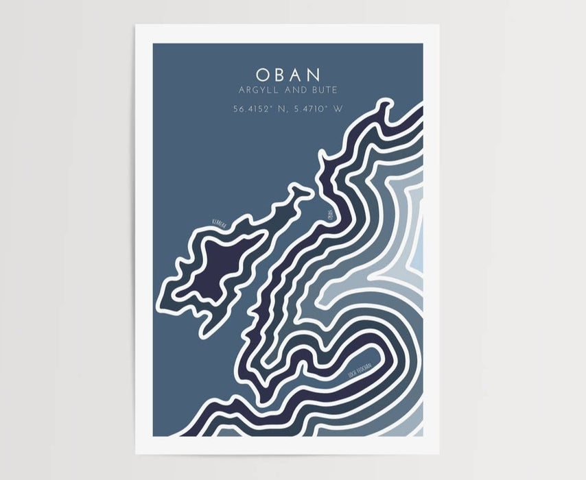 Oban Coastline Print: Sea Blue / A4