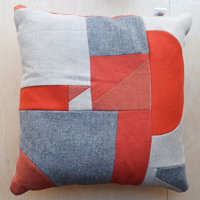 Geometric Cushion - Red/Ivory #3
