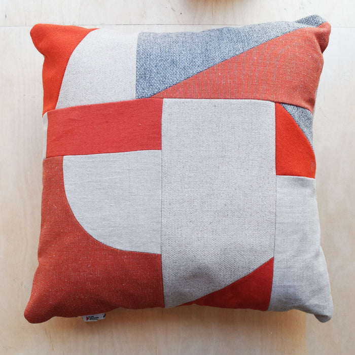 Geometric Cushion - Red/Ivory #4
