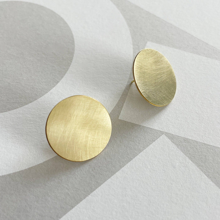 Maxi-Disc Stack Earrings - Brushed Brass