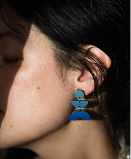Double Arch Earrings - Blue
