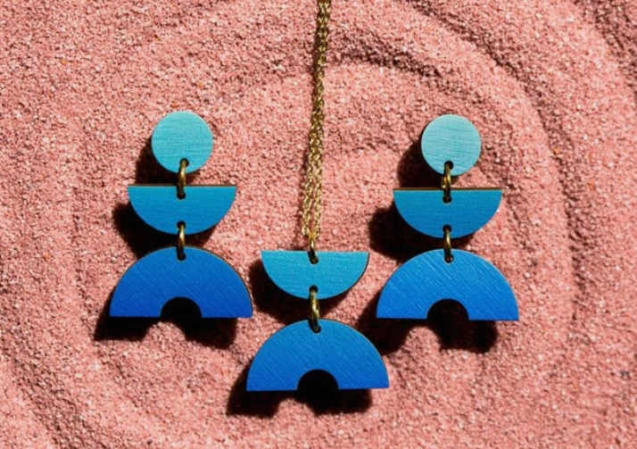 Double Arch Necklace - Blue