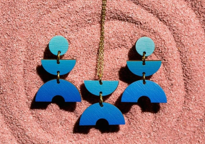 Double Arch Earrings - Blue