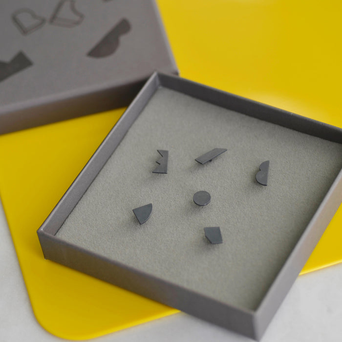 Mismatched Scatter Earrings - Oxidised Silver